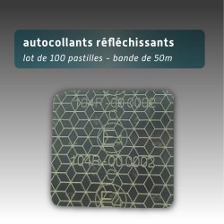 Lot de 100 Pastilles autocollantes réfléchissantes à coller 5*5cm - ruban de nuit